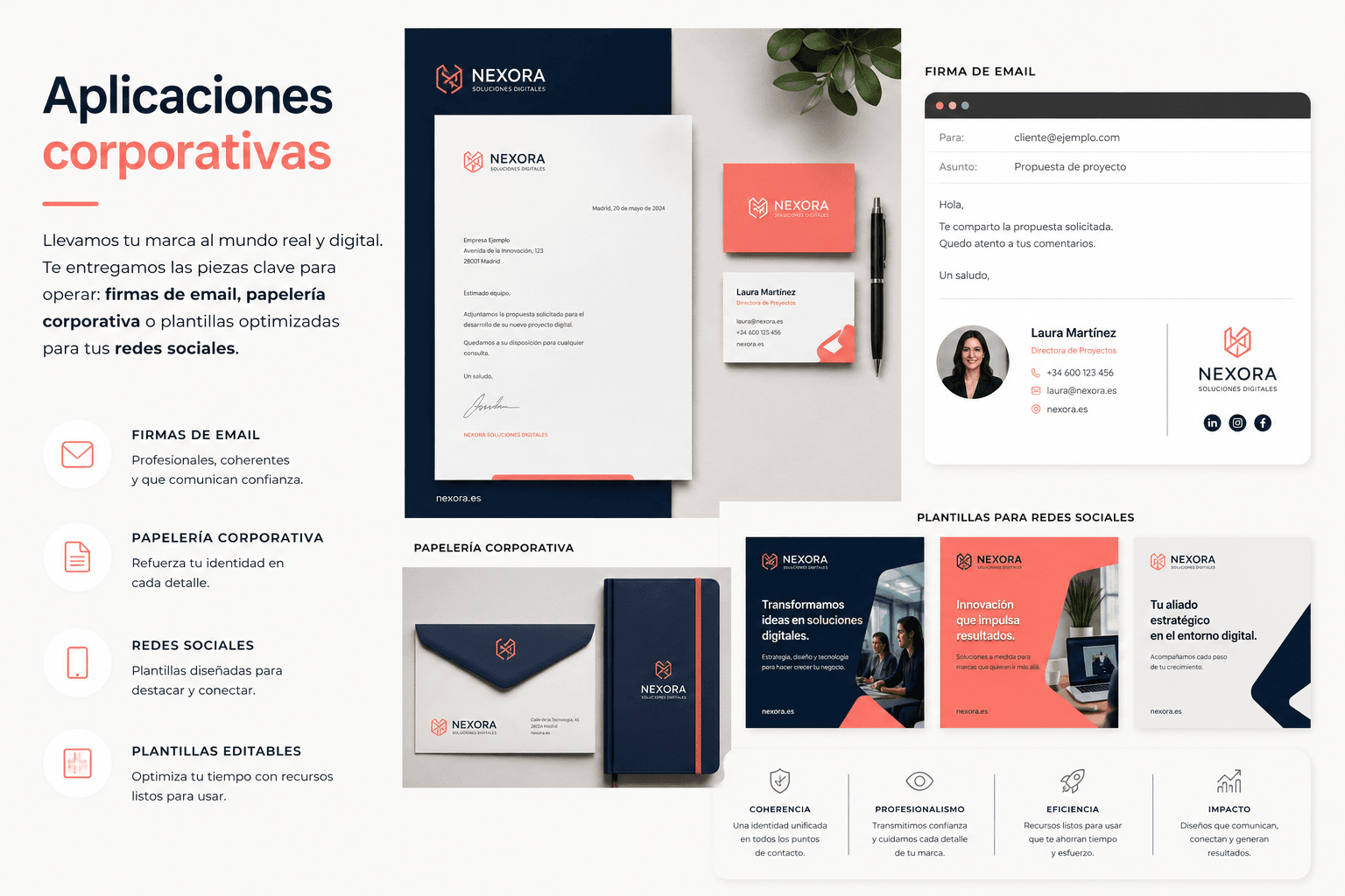 Aplicaciones corporativas y papeleria de marca