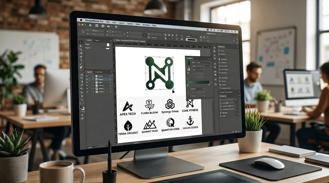 Diseño de logotipo profesional en monitor